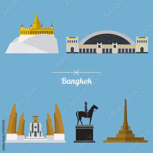 A set of Bangkok city landmark in flat design. Vector