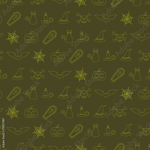 seamless background with symbols of Halloween