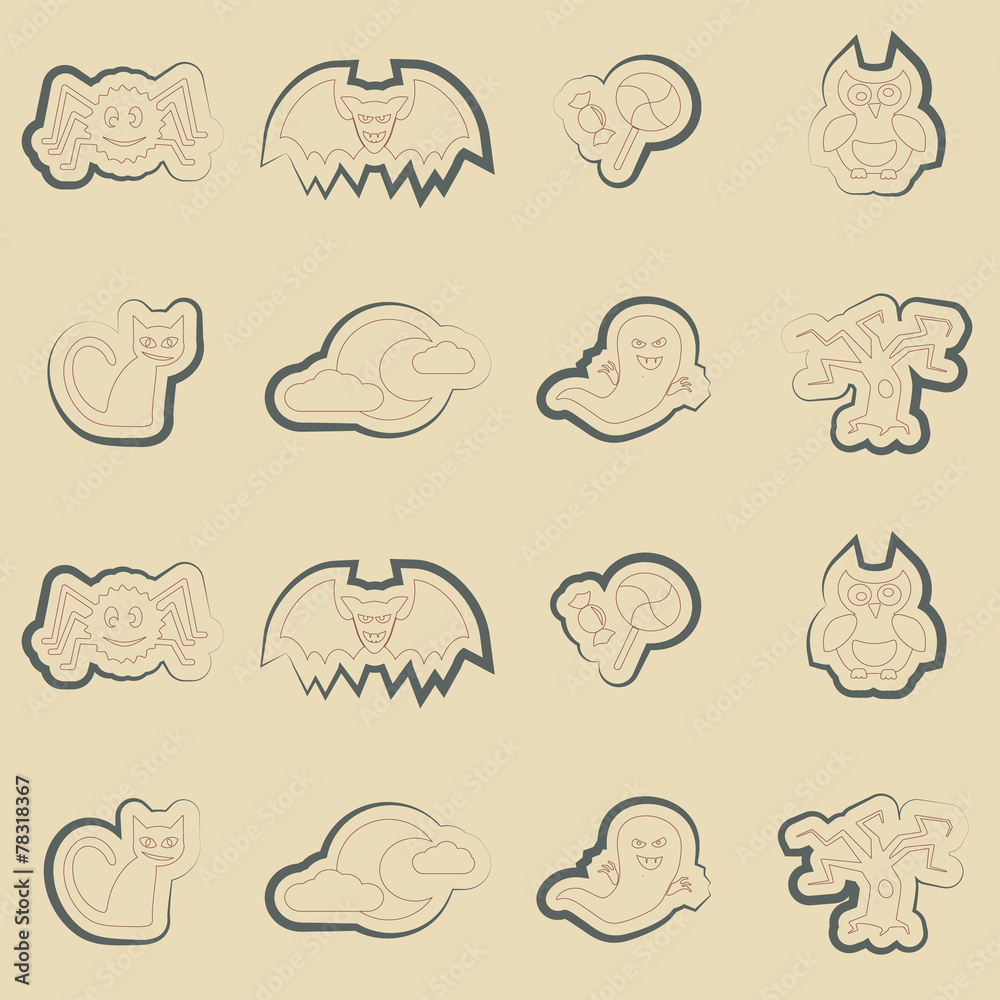 seamless background with symbols of Halloween