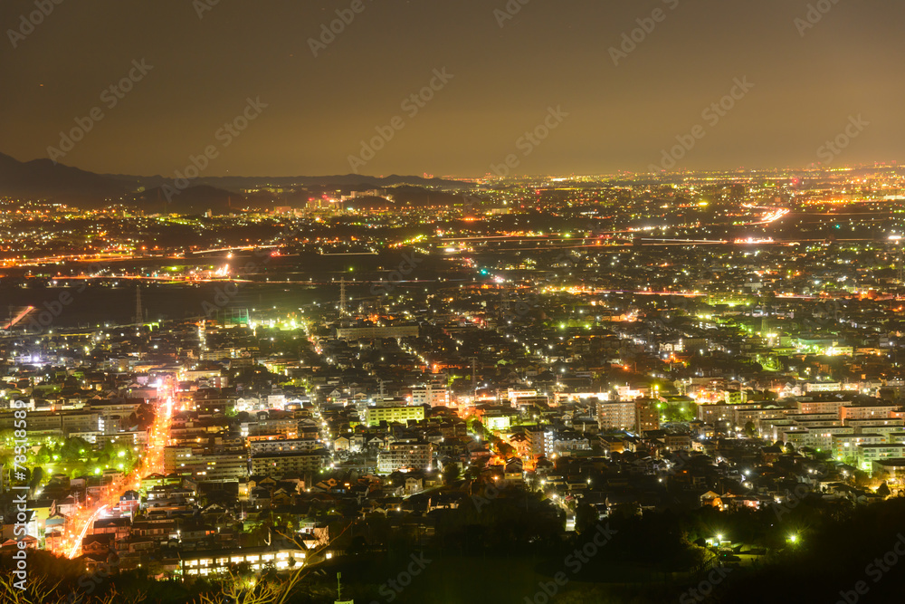 Obraz premium Night view from the Shonandaira Observatory in Hiratsuka, Kanaga