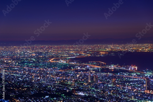 Osaka and Kobe in the twilight, View from the Kukuseidai of Mt.M © Scirocco340