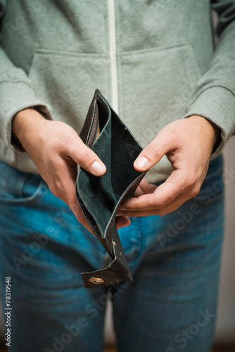 Bankruptcy - Business Person holding an empty wallet