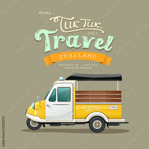 Vintage yellow motor tricycle, Thailand