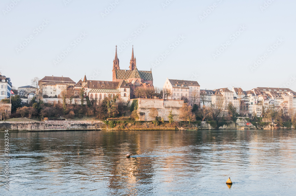 Basel, Altstadt, Rhein, Münster, Kirche, Winter, Schweiz