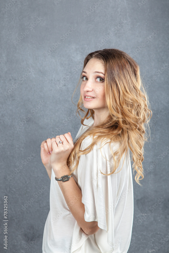 Fototapeta premium casual young woman making faces