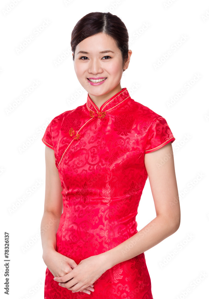 Chinese woman with cheongsam for lunar new year Chinese woman with cheongsam for lunar new year