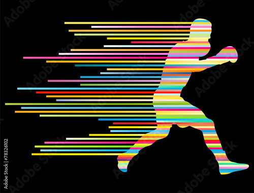 Boxing active young men sport silhouettes abstract background il