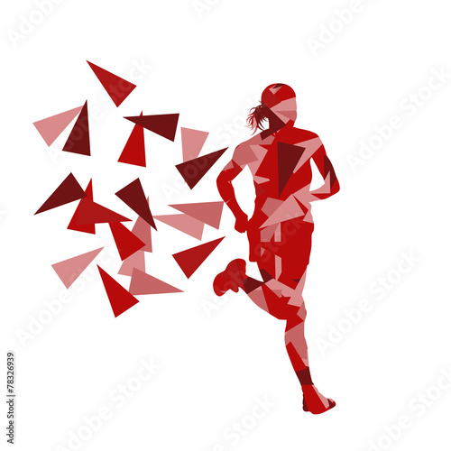 Marathon runner abstract vector background concept made of fragm photo