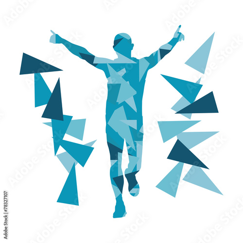 Marathon runner abstract vector background concept made of fragm