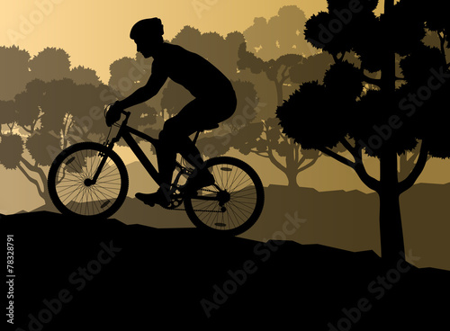 Active cyclists bicycle riders in romantic wild mountain nature