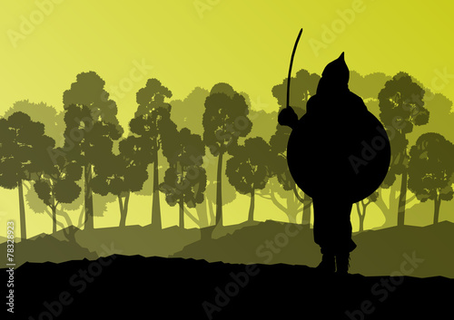 Medieval warrior, crusader vector background concept