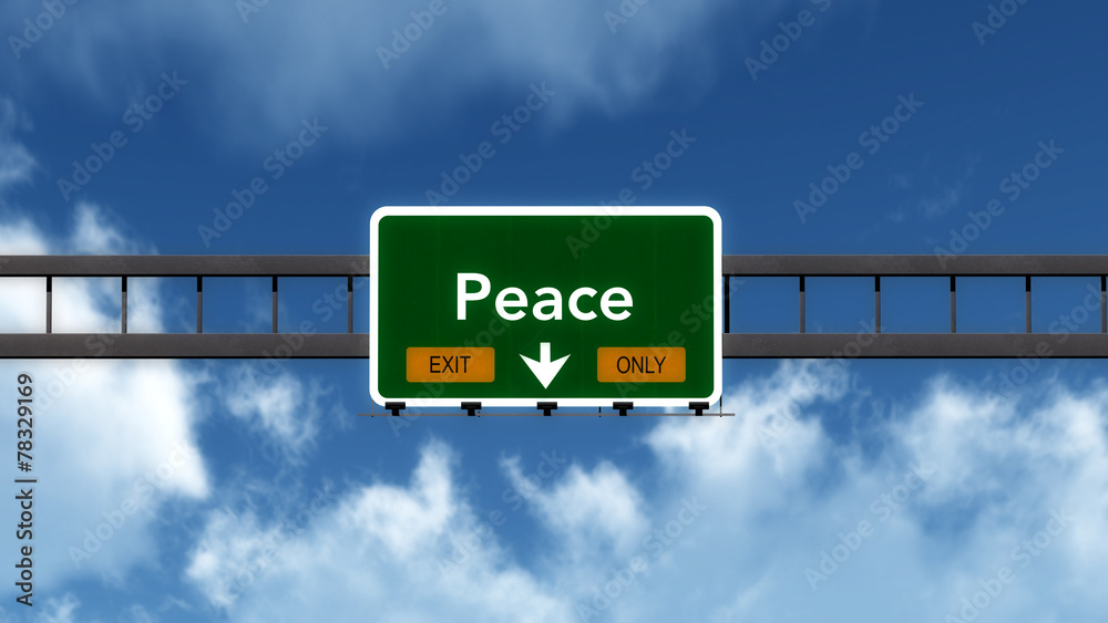 Peace Highway Road Sign Exit Only Concept 3D Illustration