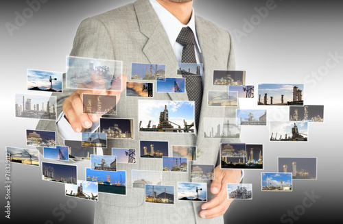 businessman choose choice of industrial factory concept abstract
