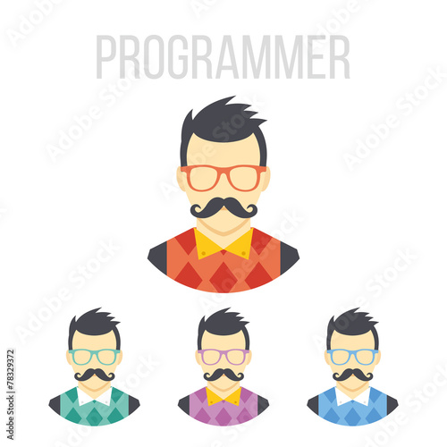 Vector man with mustache icons