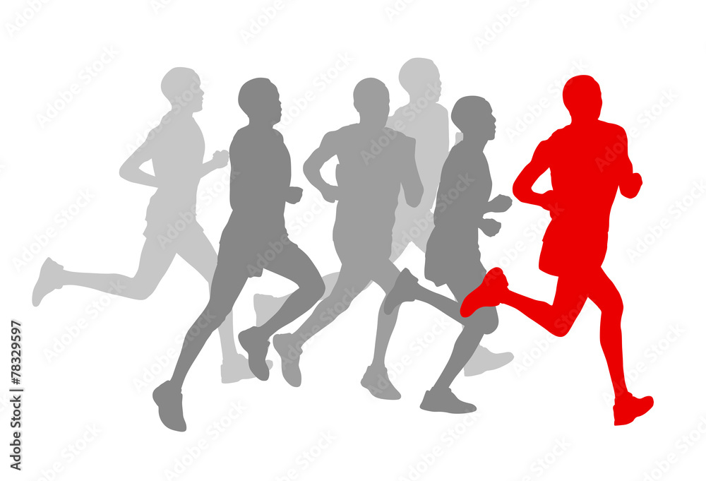 Winner finish vector background and group of runners concept Winner finish vector background and group of runners concept