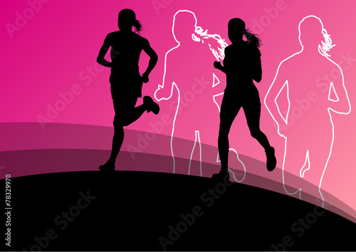Active runner sport athletics running silhouettes illustration b