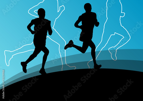 Active runner sport athletics running silhouettes illustration b