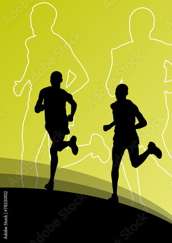 Active runner sport athletics running silhouettes illustration b