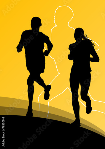 Active runner sport athletics running silhouettes illustration b