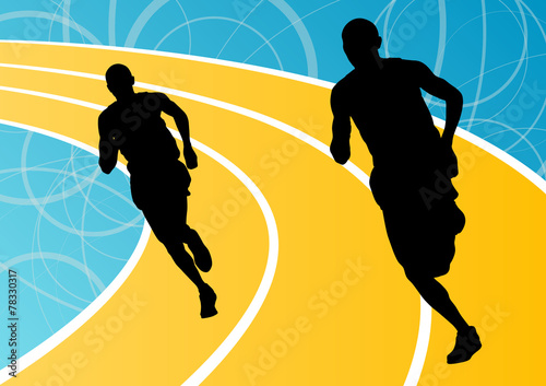 Active runner sport athletics running silhouettes illustration b