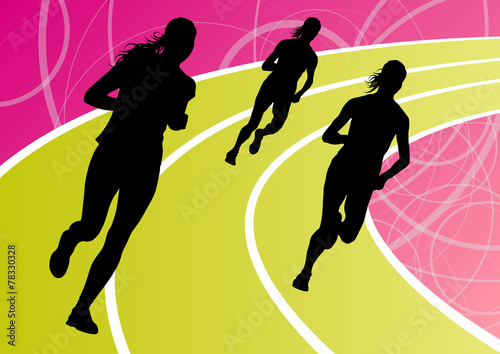 Active runner sport athletics running silhouettes illustration b