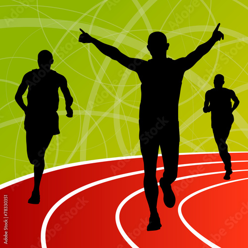 Active runner sport athletics running silhouettes illustration b