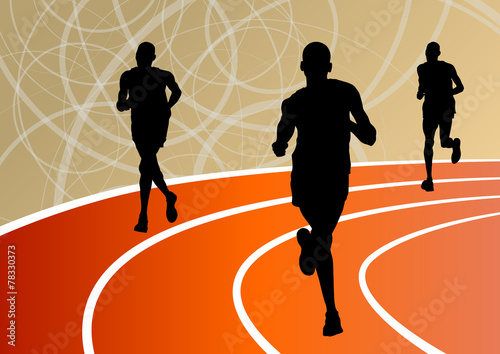 Active runner sport athletics running silhouettes illustration b