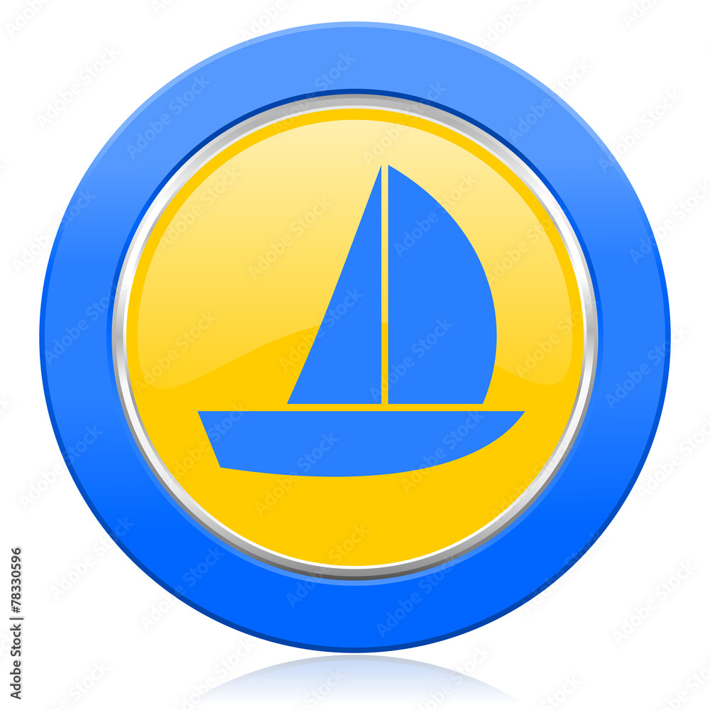yacht blue yellow icon sail sign yacht blue yellow icon sail sign