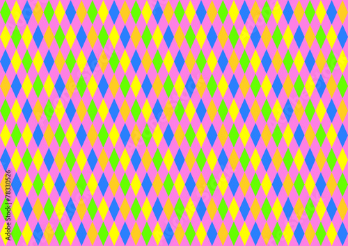 Rauten in Neonfarben farblich versetzt auf kräftigem pink
