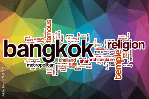Photography Bangkok word cloud with abstract background