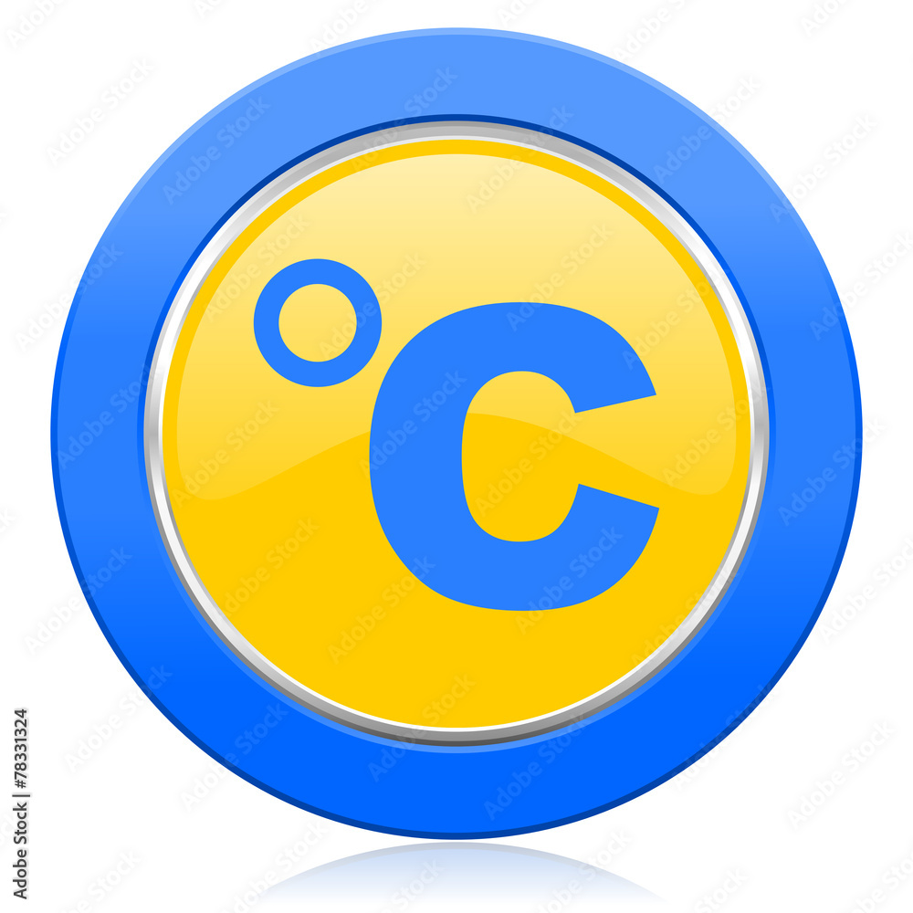 celsius blue yellow icon temperature unit sign celsius blue yellow icon temperature unit sign