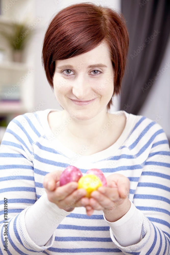 portrait of young girl with easter eggs portrait of young girl with easter eggs