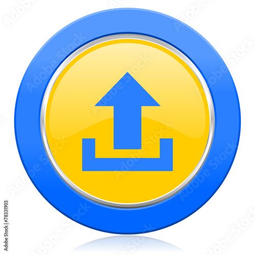 Free Download upload blue yellow icon - GFXLoad