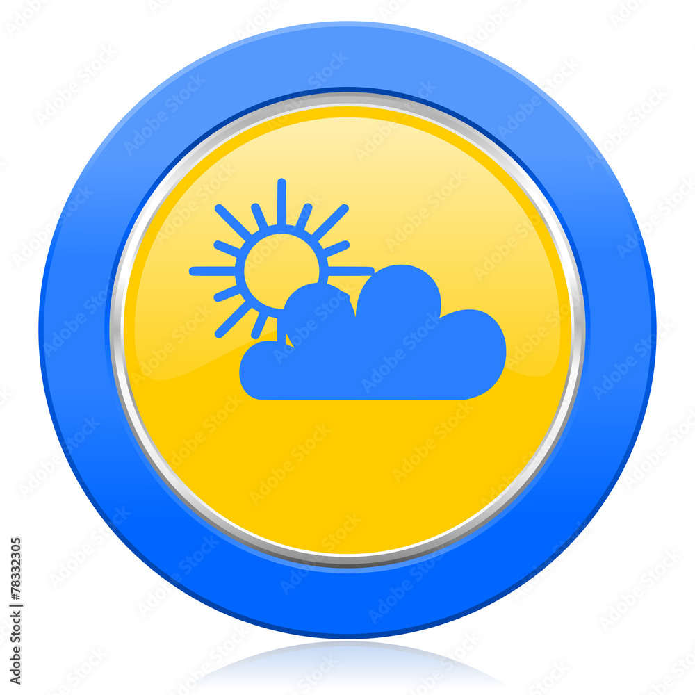 cloud blue yellow icon waether forecast sign cloud blue yellow icon waether forecast sign