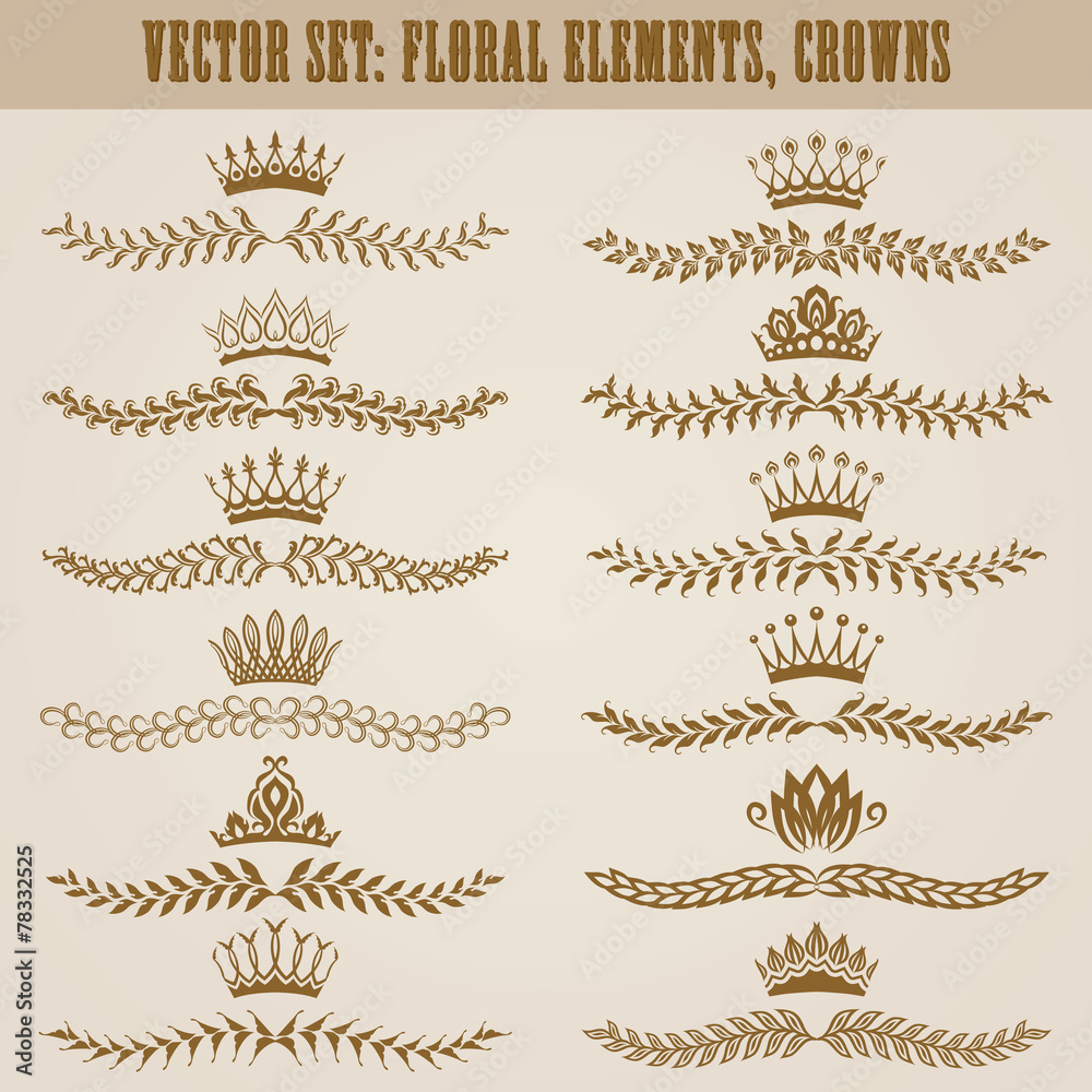 Set of vector damask ornaments. Set of vector damask ornaments.