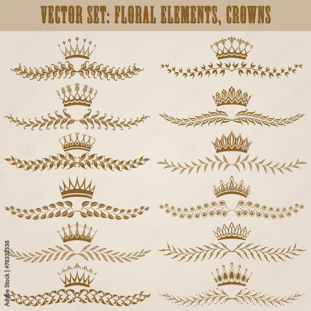 Set of vector damask ornaments. Set of vector damask ornaments.