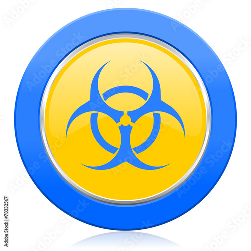 biohazard blue yellow icon virus sign