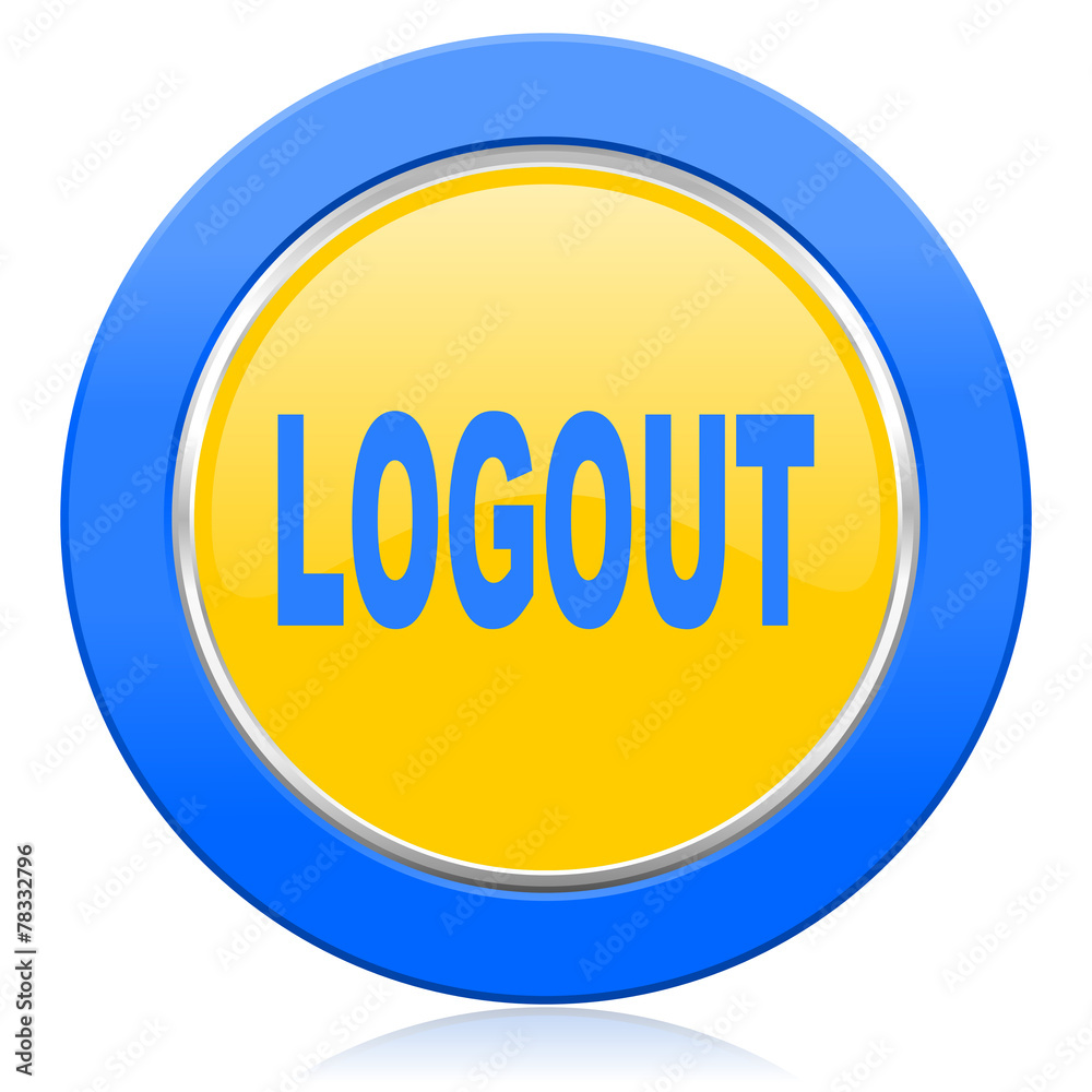 logout blue yellow icon