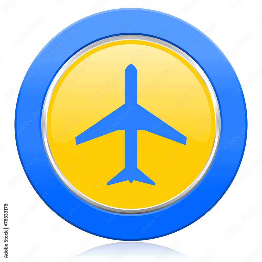 plane blue yellow icon airport sign plane blue yellow icon airport sign