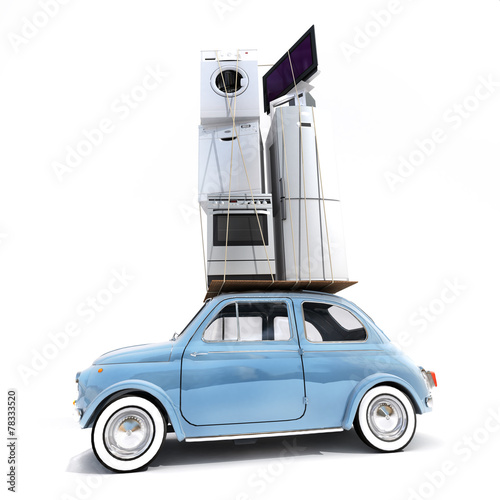 overloaded retro car