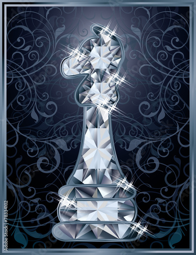 Diamond chess Knight card, vector illustration