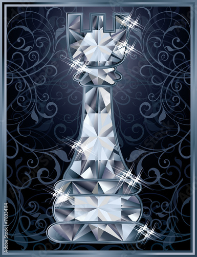Diamond chess Rook card, vector illustration