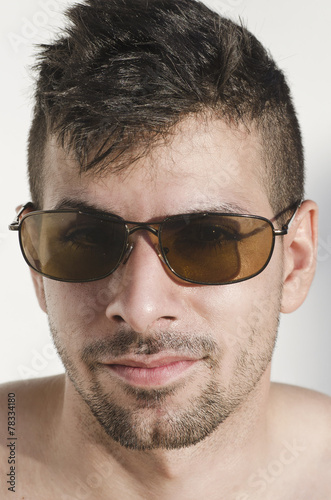 Closeup portrait of man with sunglasses