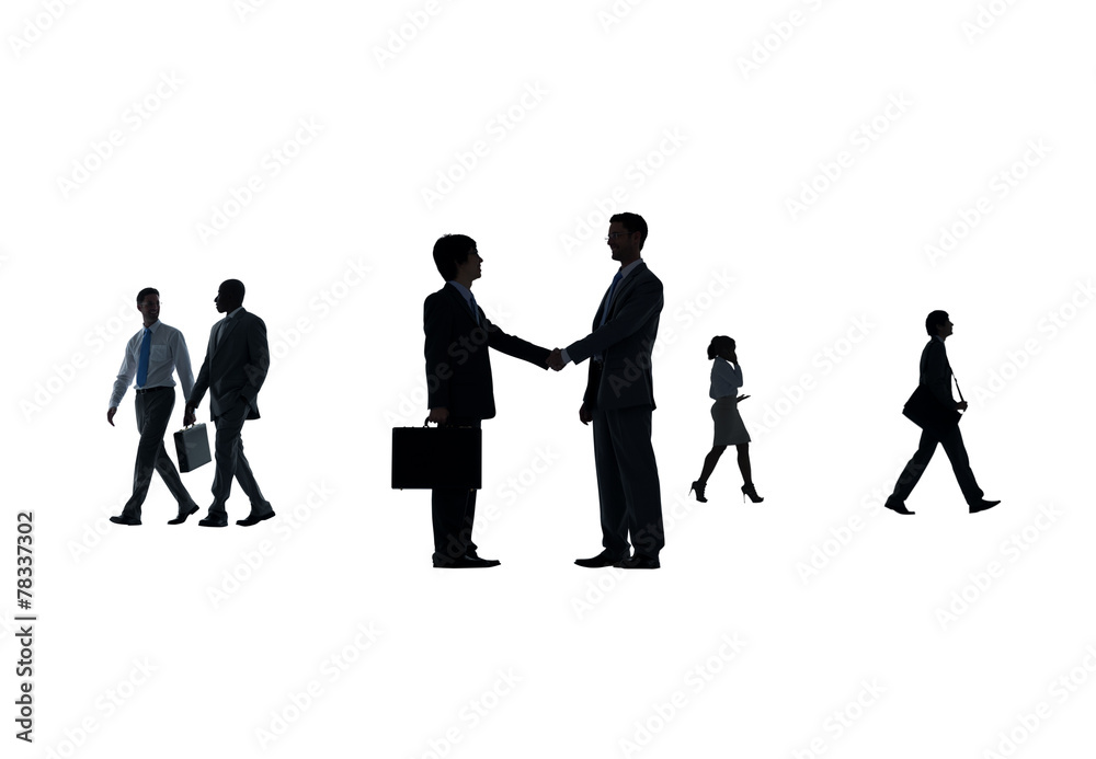 Silhouette Business People Communication Greeting Concept Silhouette Business People Communication Greeting Concept