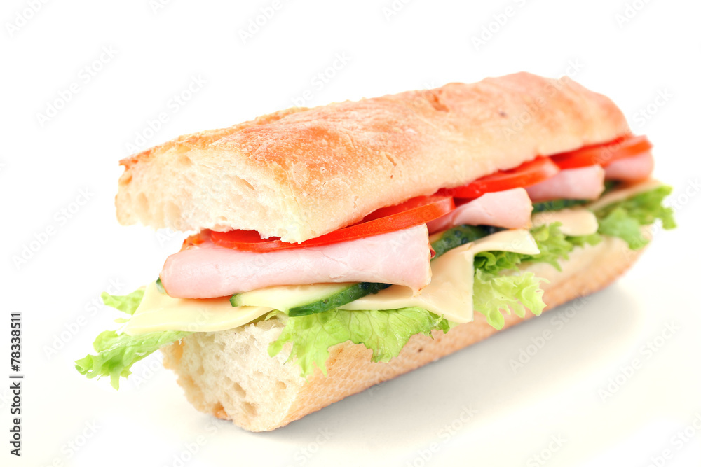 Fresh sandwich isolated on white