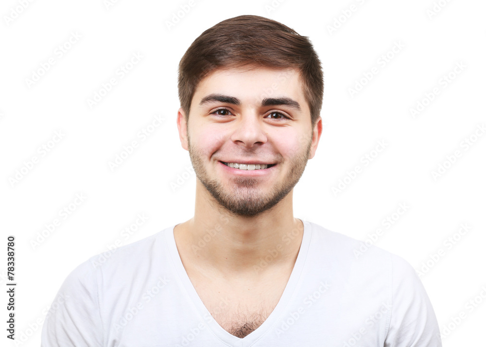 Fototapeta premium Portrait of smiling man isolated on white