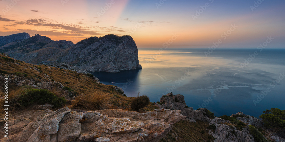 Panorama Cape Formentor after sunset