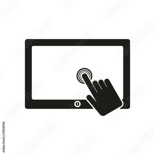 The touch screen icon. Tablet symbol. Flat