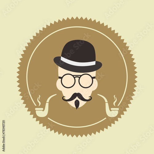 gentleman hipster smoker cartoon