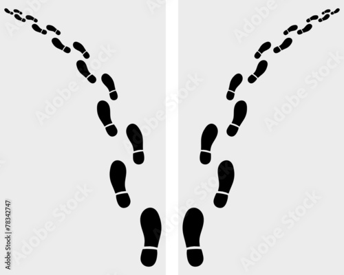 Trail of prints of shoes, turn left or right